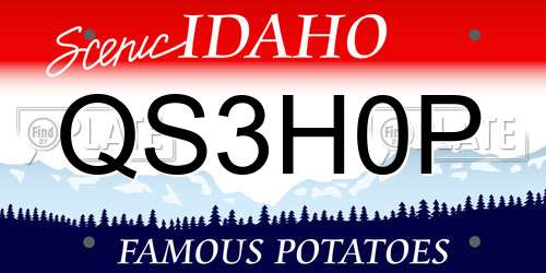 QS3H0P Idaho License Plate