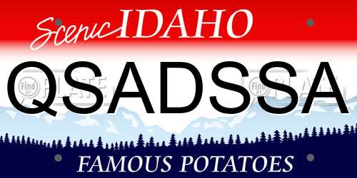 QSADSSA Idaho License Plate