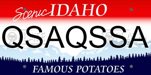 QSAQSSA Idaho License Plate