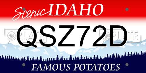 QSZ72D Idaho License Plate