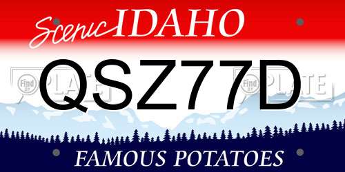 QSZ77D Idaho License Plate