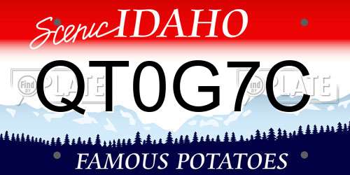 QT0G7C Idaho License Plate