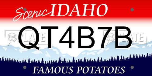 QT4B7B Idaho License Plate