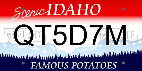 QT5D7M Idaho License Plate