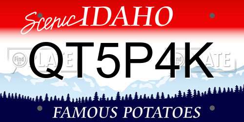 QT5P4K Idaho License Plate