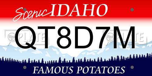 QT8D7M Idaho License Plate