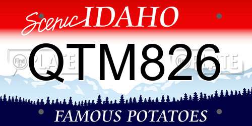 QTM826 Idaho License Plate