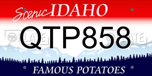 QTP858 Idaho License Plate
