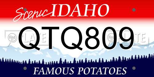 QTQ809 Idaho License Plate