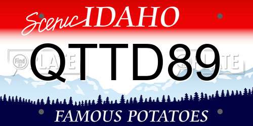 QTTD89 Idaho License Plate