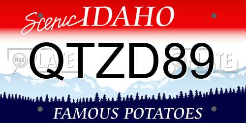 QTZD89 Idaho License Plate