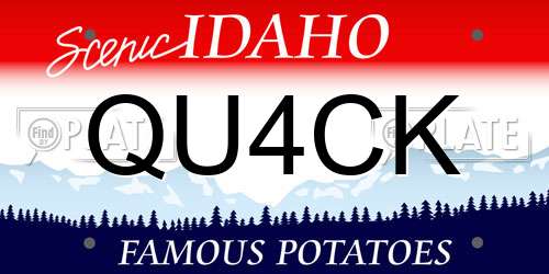 QU4CK Idaho License Plate