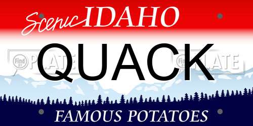 QUACK Idaho License Plate