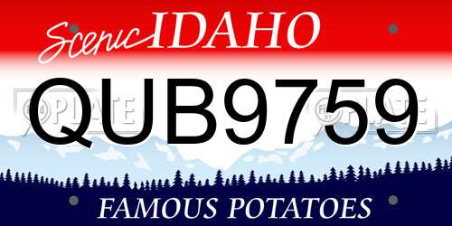 QUB9759 Idaho License Plate