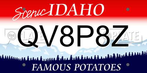 QV8P8Z Idaho License Plate