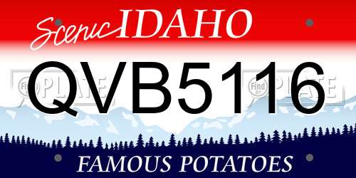 QVB5116 Idaho License Plate