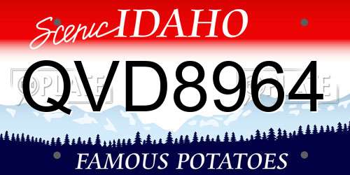 QVD8964 Idaho License Plate
