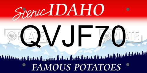 QVJF70 Idaho License Plate