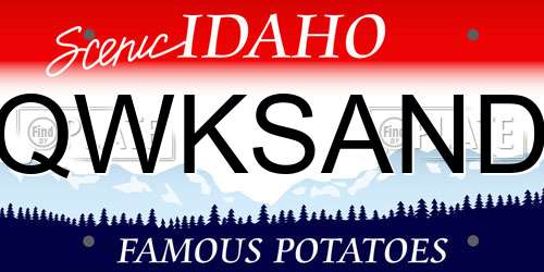 QWKSAND Idaho License Plate