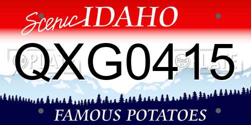 QXG0415 Idaho License Plate