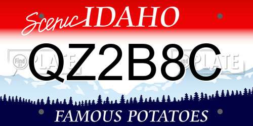 QZ2B8C Idaho License Plate