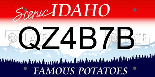 QZ4B7B Idaho License Plate