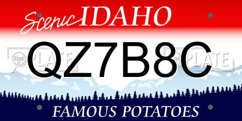 QZ7B8C Idaho License Plate