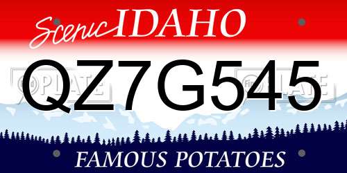 QZ7G545 Idaho License Plate