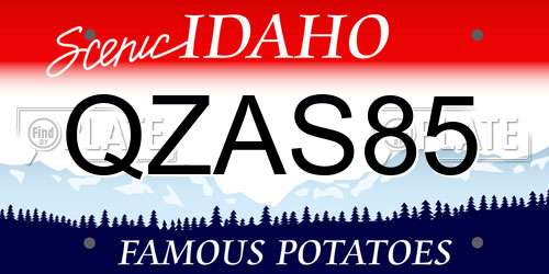 QZAS85 Idaho License Plate
