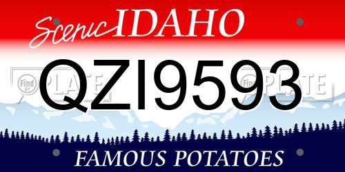 QZI9593 Idaho License Plate