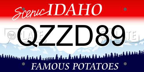 QZZD89 Idaho License Plate