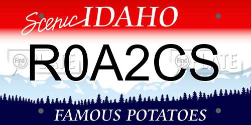 R0A2CS Idaho License Plate