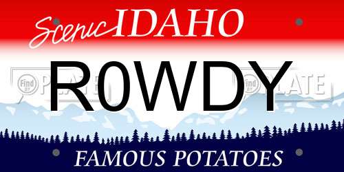 R0WDY Idaho License Plate