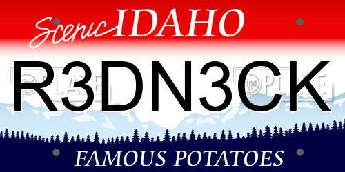 R3DN3CK Idaho License Plate