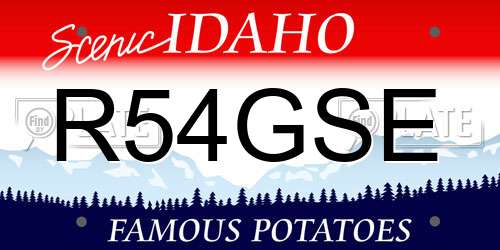 R54GSE Idaho License Plate