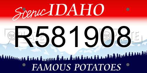 R581908 Idaho License Plate