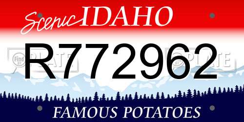 R772962 Idaho License Plate