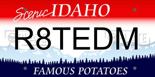 R8TEDM Idaho License Plate