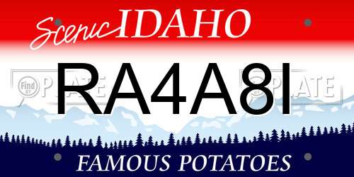 RA4A8I Idaho License Plate