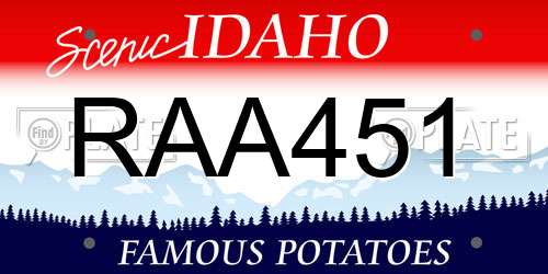 RAA451 Idaho License Plate