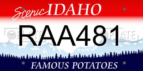 RAA481 Idaho License Plate