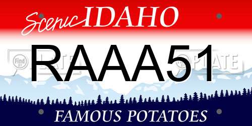 RAAA51 Idaho License Plate