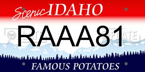 RAAA81 Idaho License Plate