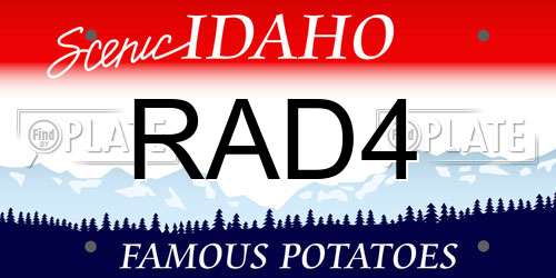RAD4 Idaho License Plate