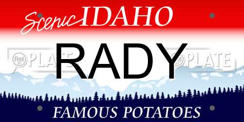 RADY Idaho License Plate