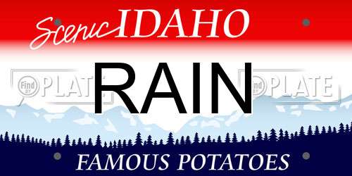 RAIN Idaho License Plate