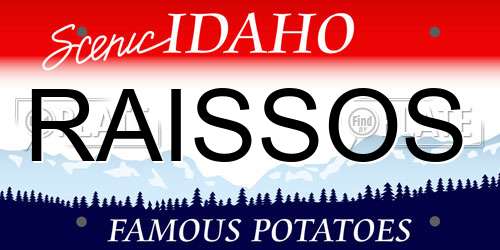 RAISSOS Idaho License Plate