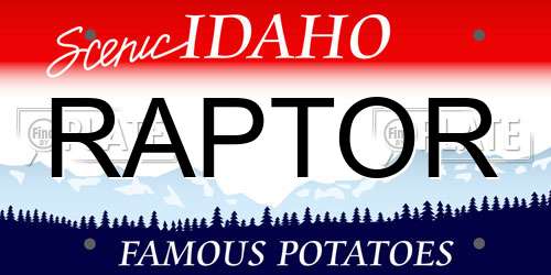 RAPTOR Idaho License Plate