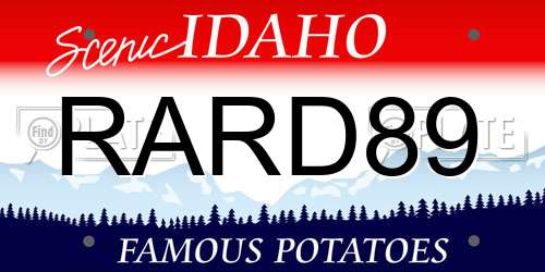 RARD89 Idaho License Plate