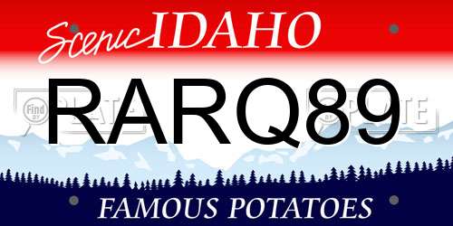 RARQ89 Idaho License Plate
